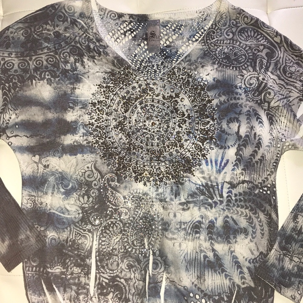 S-Twelve Boutique embellished sweater top UNIQUE M